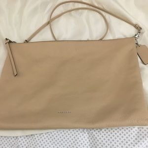 Coach Beige Crossbody with Top Silver color zipper